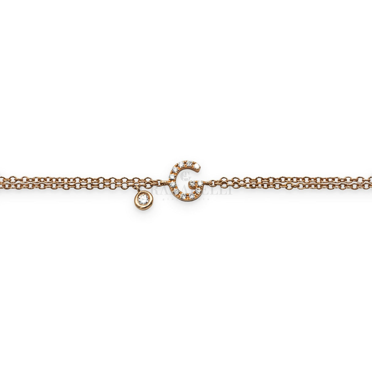 Bracciale Iniziale Lettera G con Diamanti Oro Giallo
