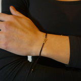 Bracciale Iniziale su cordino nero-Bracciali-GioGio- [SKU] -Gioielleria Granarelli