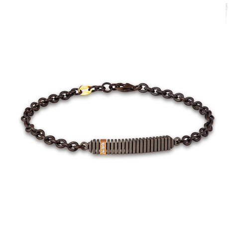 Bracciali Bracciale Linear con Targhetta in Titanio, Oro 18kt e diamanti MANO