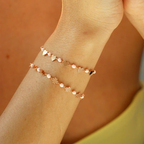 Bracciale Quadrifogli e Pietre Rosa-Bracciali-RUE DES MILLE-Gioielleria Granarelli