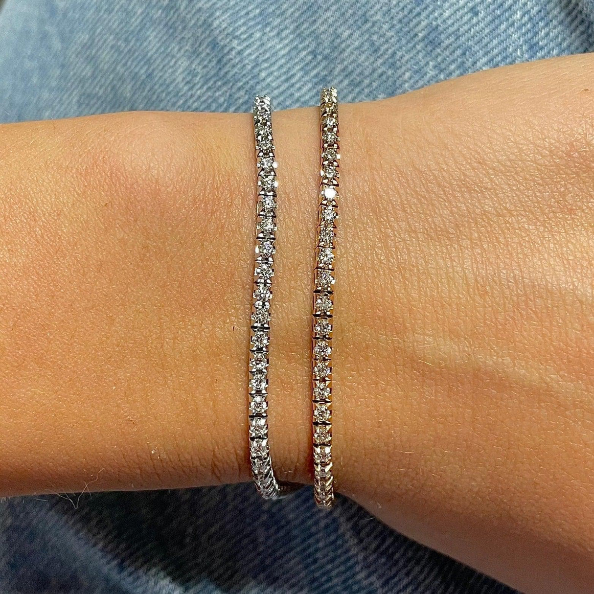 Bracciale Tennis Oro Bianco Diamanti-Bracciali-GRANARELLI- [SKU] -Gioielleria Granarelli