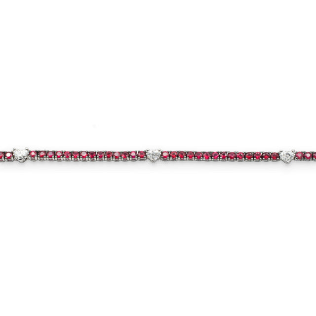 Bracciali Bracciale Tennis Rubini con Spot Diamanti Cuore RECARLO