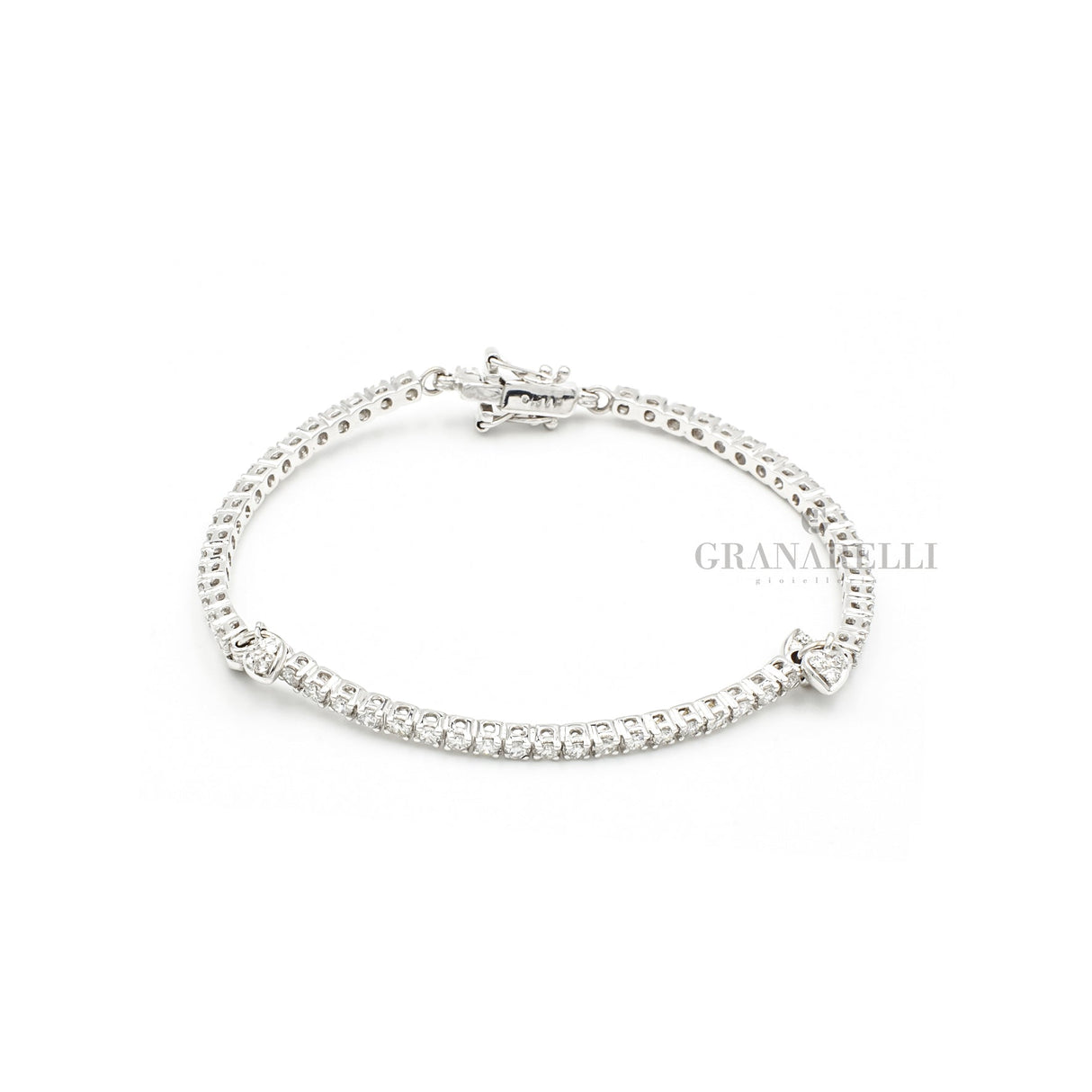 Bracciale Tennis Scomposto con Cuori in Oro Bianco-Bracciali-CRIVELLI-Gioielleria Granarelli