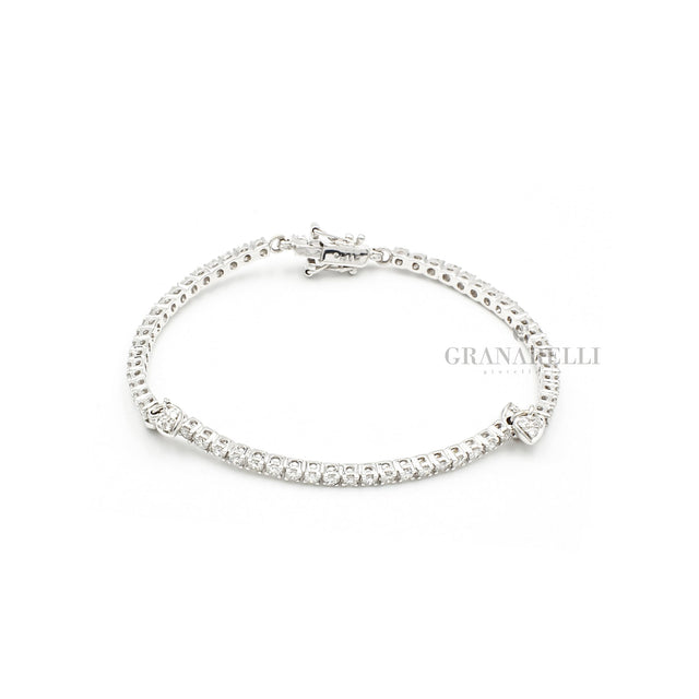 Bracciale Tennis Scomposto con Cuori in Oro Bianco-Bracciali-CRIVELLI-Gioielleria Granarelli