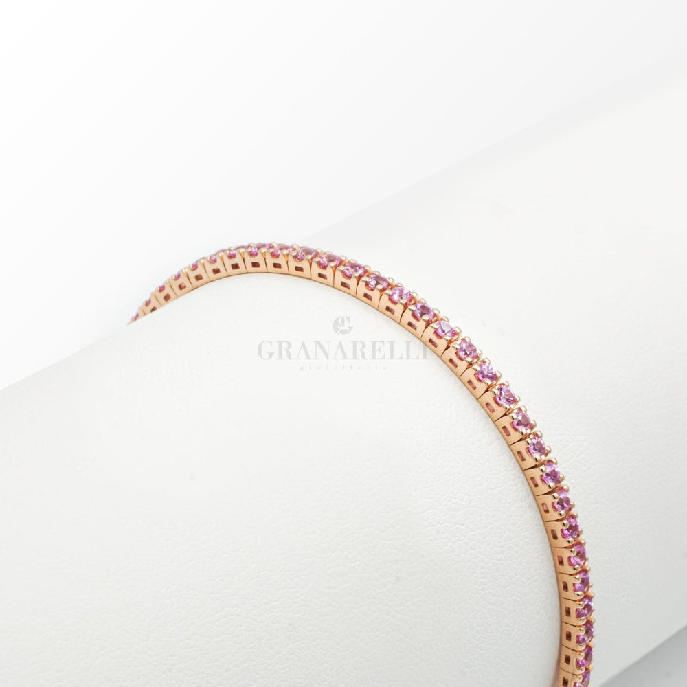 Bracciale Tennis Zaffiri Rosa in Oro Rosa-Bracciali-CRIVELLI-2.90kt-Gioielleria Granarelli