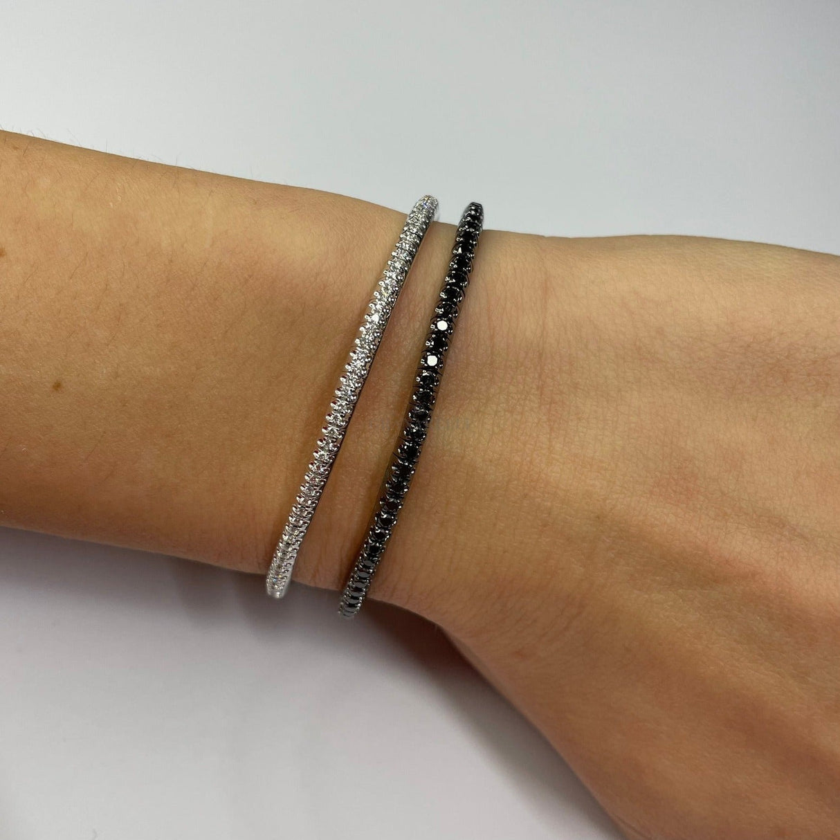 Bracciali Bracciale Tennis a molla con Diamanti Black RECARLO