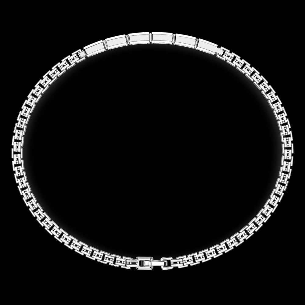 Bracciale Zancan in argento con targa e pietre bianche ESB156-Bracciali-ZANCAN-20-Gioielleria Granarelli