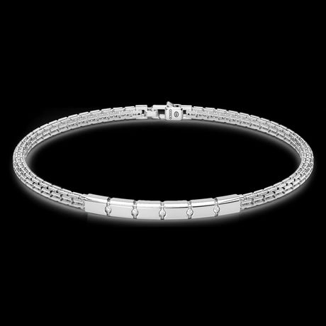 Bracciale Zancan in argento con targa e pietre bianche ESB156-Bracciali-ZANCAN-20-Gioielleria Granarelli