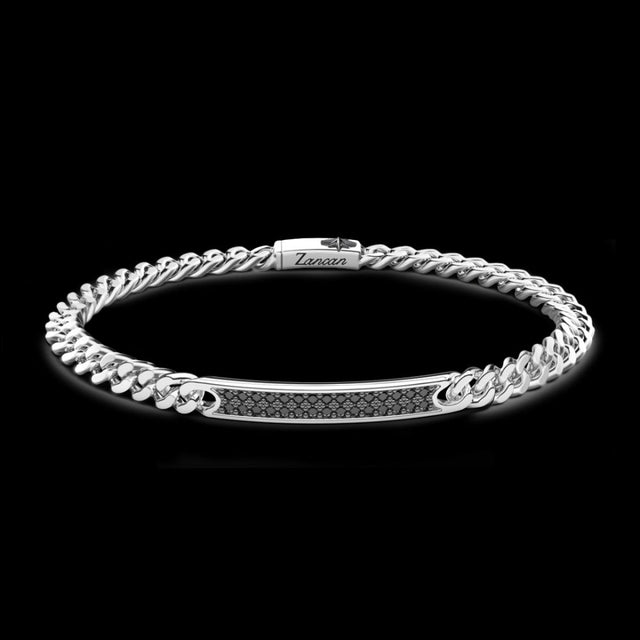 Bracciale Zancan in argento con targa e pietre naturali ESB278-N-Bracciali-ZANCAN-Gioielleria Granarelli