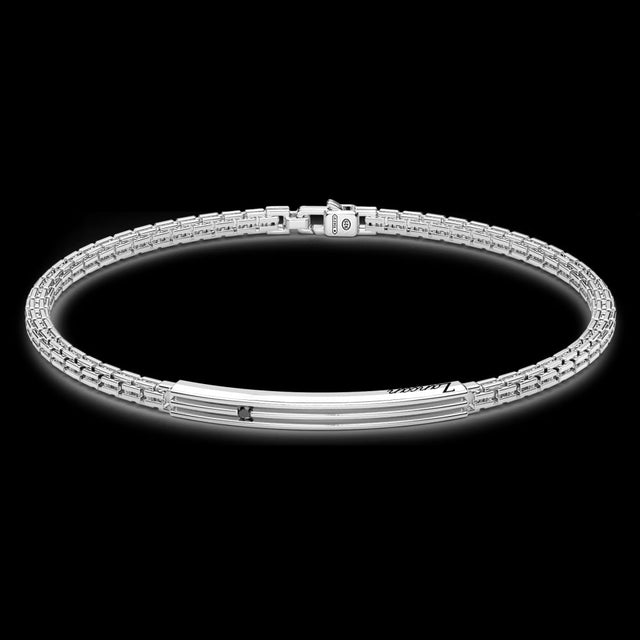 Bracciale Zancan in argento con targa e pietre nere ESB152-Bracciali-ZANCAN-20-Gioielleria Granarelli