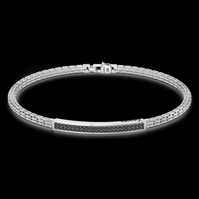 Bracciale Zancan in argento con targa e pietre nere ESB153-Bracciali-ZANCAN-20-Gioielleria Granarelli