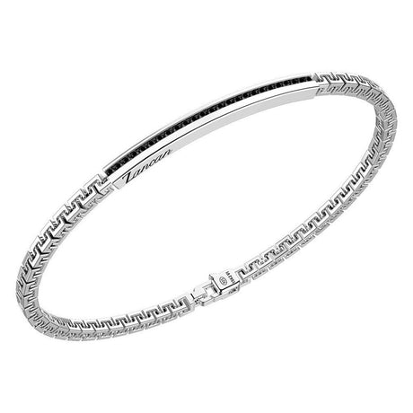 Bracciale Zancan in argento con targa e pietre nere EXB279-Bracciali-ZANCAN-20-Gioielleria Granarelli