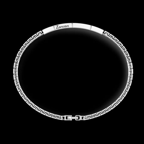 Bracciale Zancan in argento con targa e pietre nere EXB728-Bracciali-ZANCAN-20-Gioielleria Granarelli