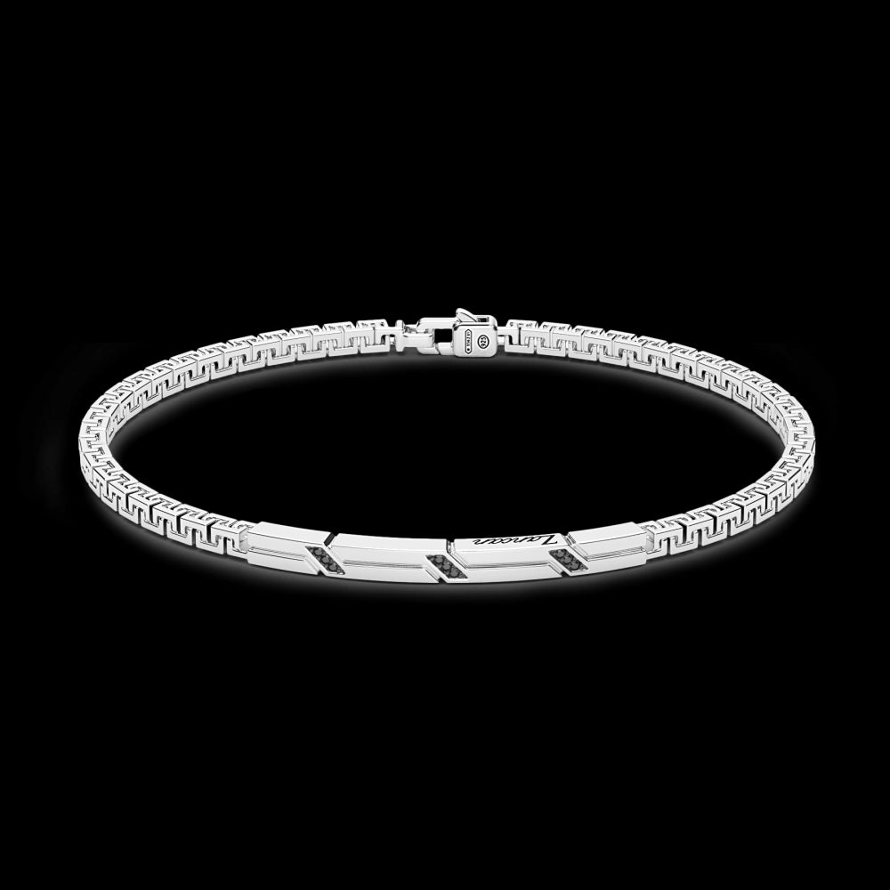 Bracciale Zancan in argento con targa e pietre nere EXB728-Bracciali-ZANCAN-20-Gioielleria Granarelli