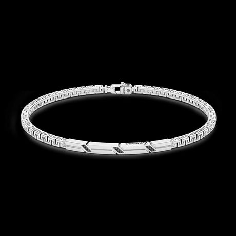 Bracciale Zancan in argento con targa e pietre nere EXB728-Bracciali-ZANCAN-20-Gioielleria Granarelli