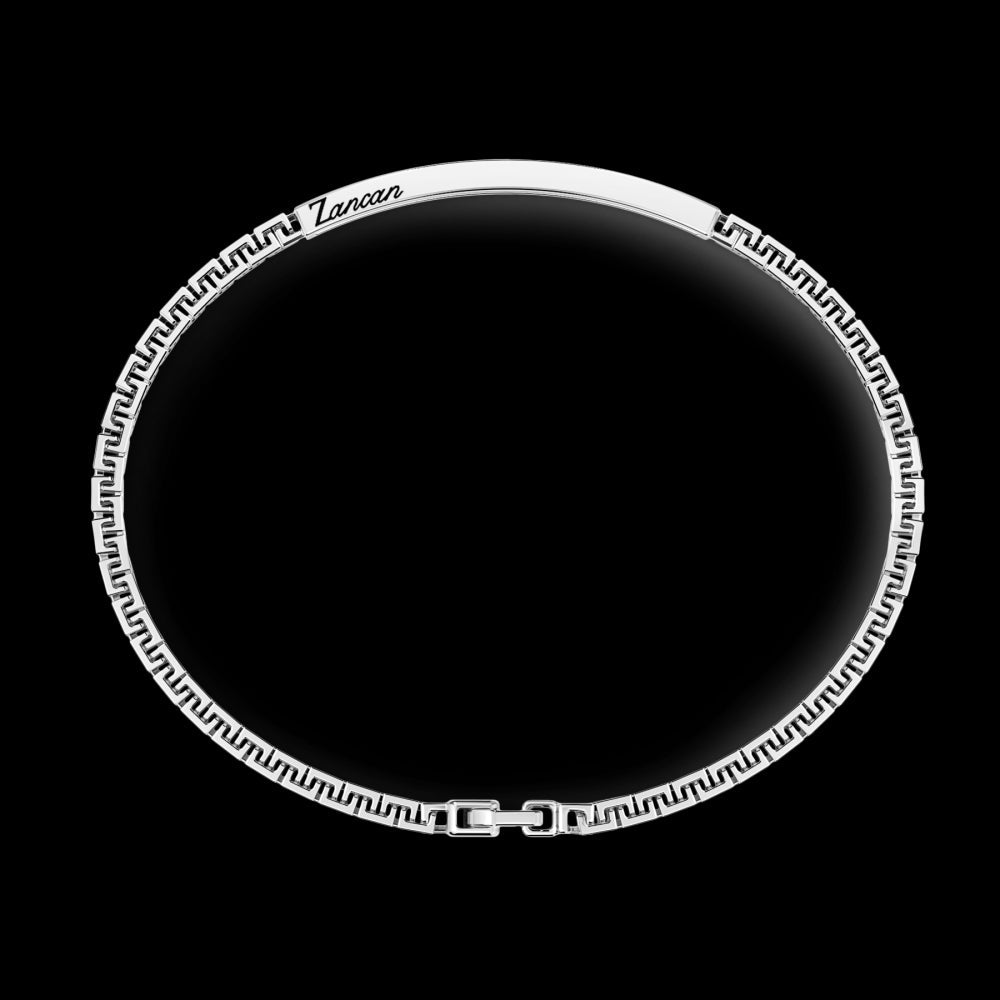 Bracciale Zancan in argento con targa e pietre nere EXB729-Bracciali-ZANCAN-Gioielleria Granarelli