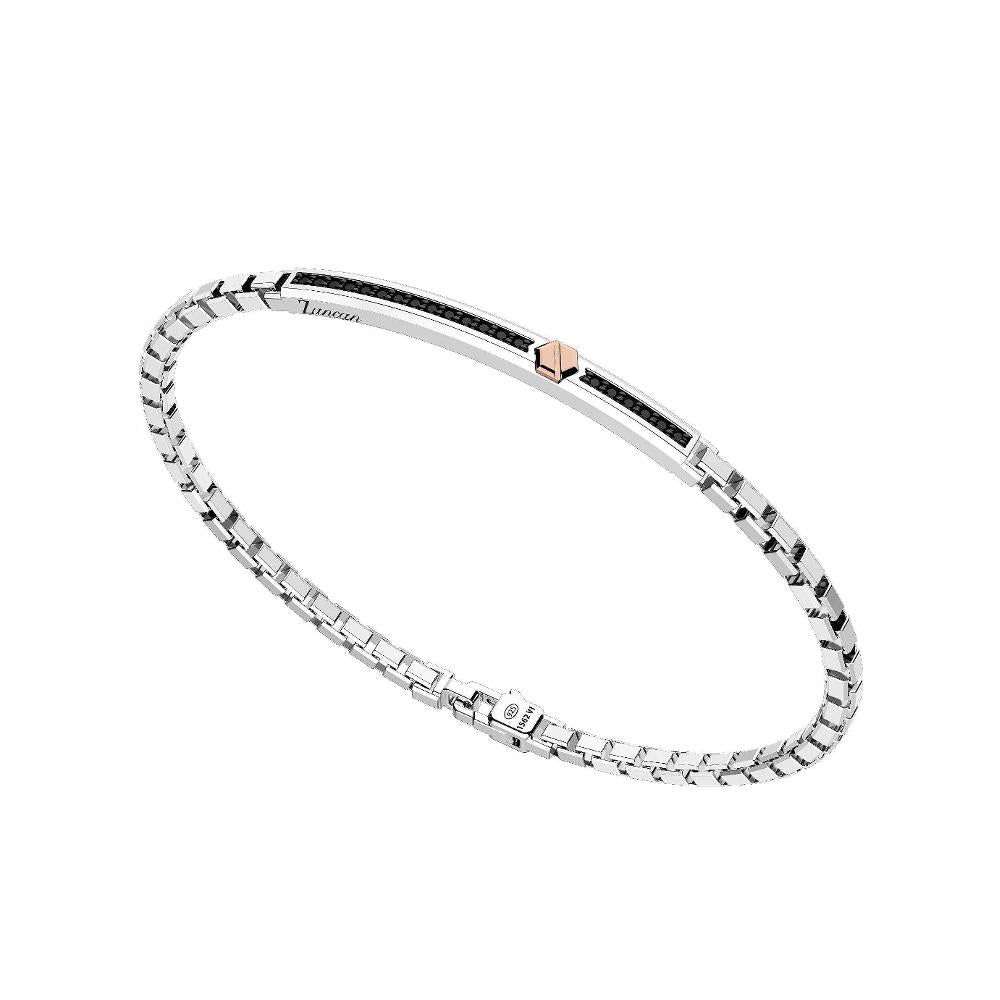 Bracciale Zancan in argento con targa e pietre nere EXB732R-Bracciali-ZANCAN-20-Gioielleria Granarelli