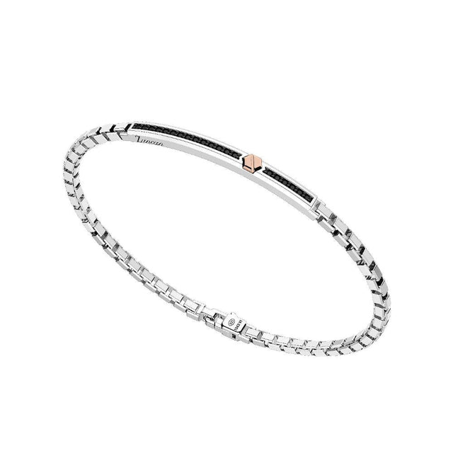 Bracciale Zancan in argento con targa e pietre nere EXB732R-Bracciali-ZANCAN-20-Gioielleria Granarelli