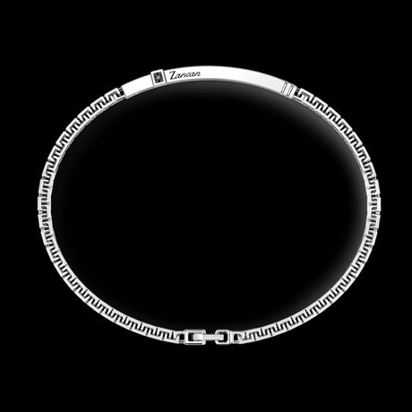 Bracciale Zancan in argento con targa e pietre nere EXB817-Bracciali-ZANCAN-20-Gioielleria Granarelli