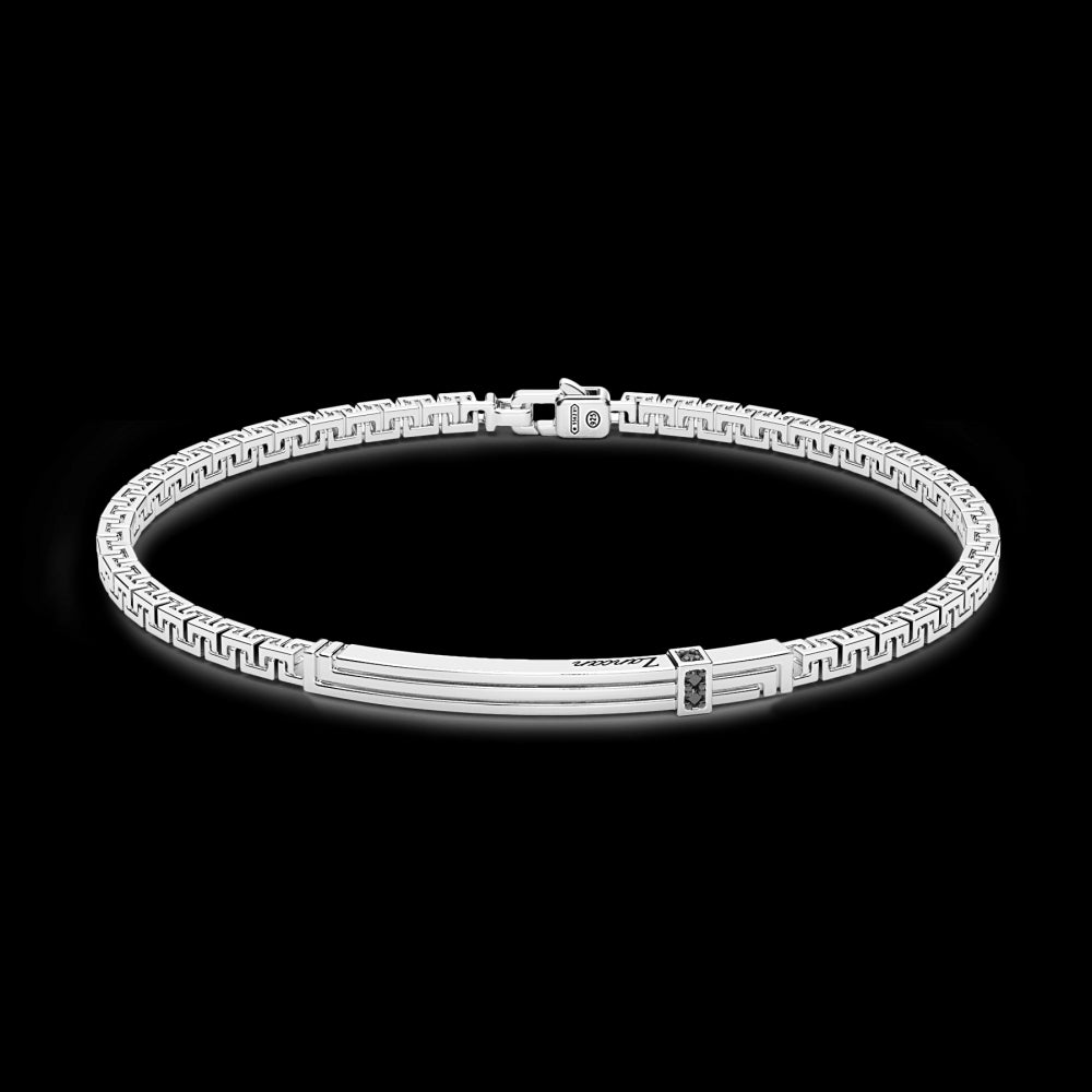 Bracciale Zancan in argento con targa e pietre nere EXB817-Bracciali-ZANCAN-20-Gioielleria Granarelli