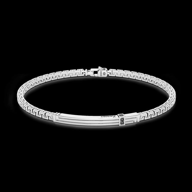 Bracciale Zancan in argento con targa e pietre nere EXB817-Bracciali-ZANCAN-20-Gioielleria Granarelli