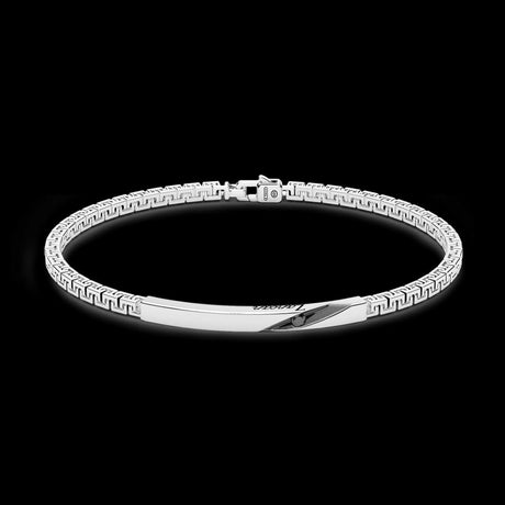 Bracciale Zancan in argento con targa e pietre nere EXB818-Bracciali-ZANCAN-20-Gioielleria Granarelli