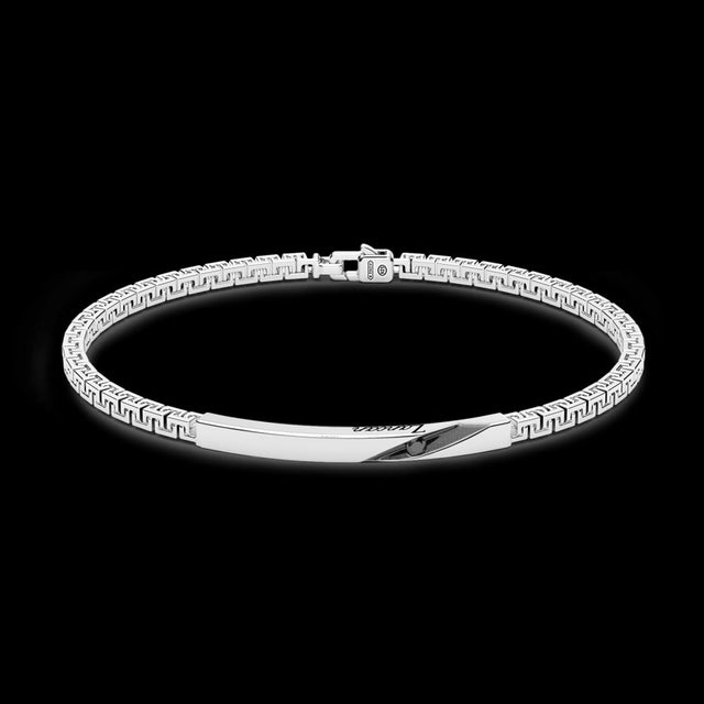 Bracciale Zancan in argento con targa e pietre nere EXB818-Bracciali-ZANCAN-20-Gioielleria Granarelli