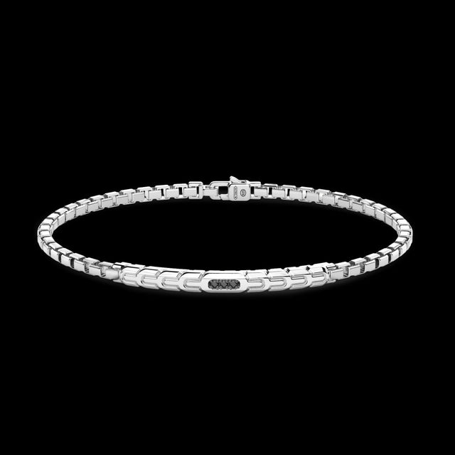 Bracciale Zancan in argento con targa e pietre nere EXB819-Bracciali-ZANCAN-20-Gioielleria Granarelli