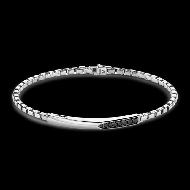 Bracciale Zancan in argento con targa e pietre nere EXB820-Bracciali-ZANCAN-20-Gioielleria Granarelli