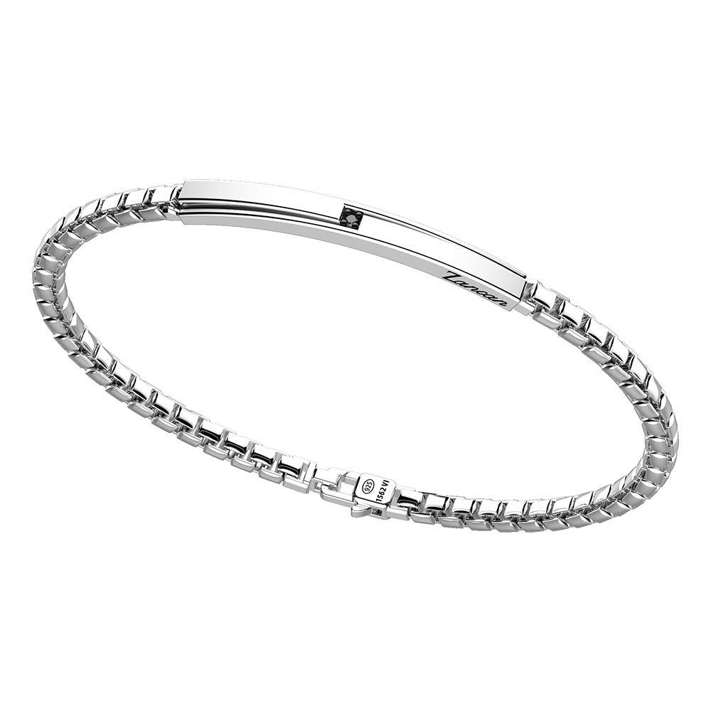 Bracciale Zancan in argento con targa e pietre nere EXB958-Bracciali-ZANCAN-20-Gioielleria Granarelli