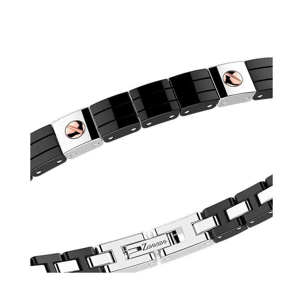 Bracciale acciaio e ceramica nera-Bracciali-ZANCAN- [SKU] -Gioielleria Granarelli