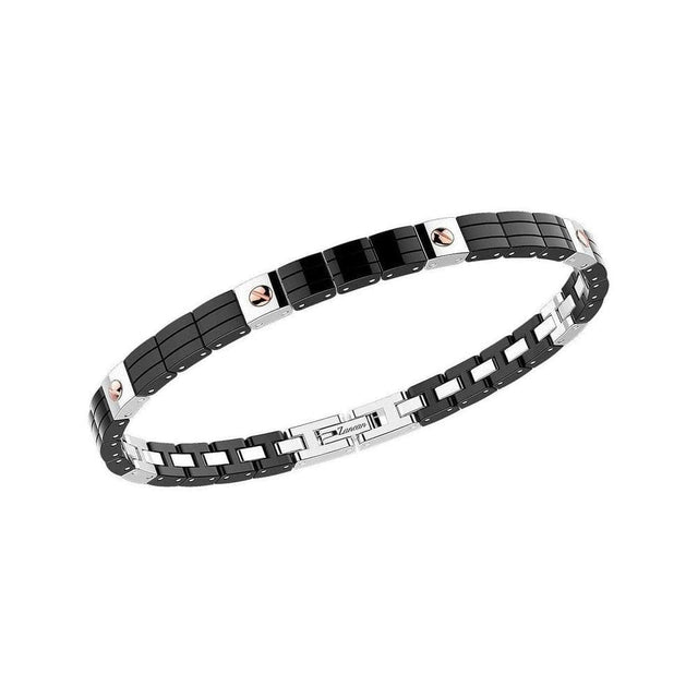 Bracciale acciaio e ceramica nera-Bracciali-ZANCAN- [SKU] -Gioielleria Granarelli