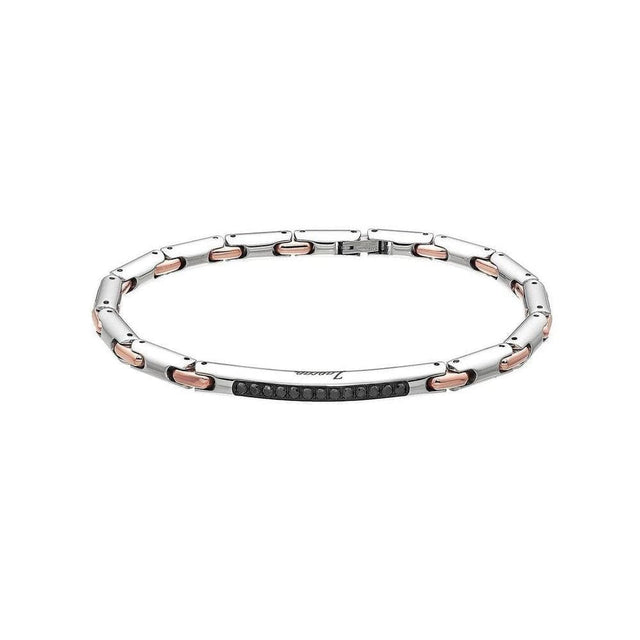 Bracciale acciaio e spinelli neri-Bracciali-ZANCAN- [SKU] -Gioielleria Granarelli