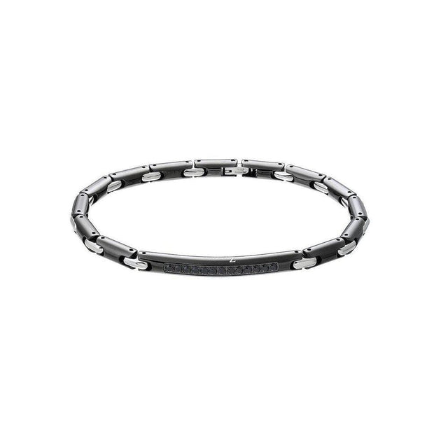 Bracciale acciaio e spinelli neri-Bracciali-ZANCAN- [SKU] -Gioielleria Granarelli