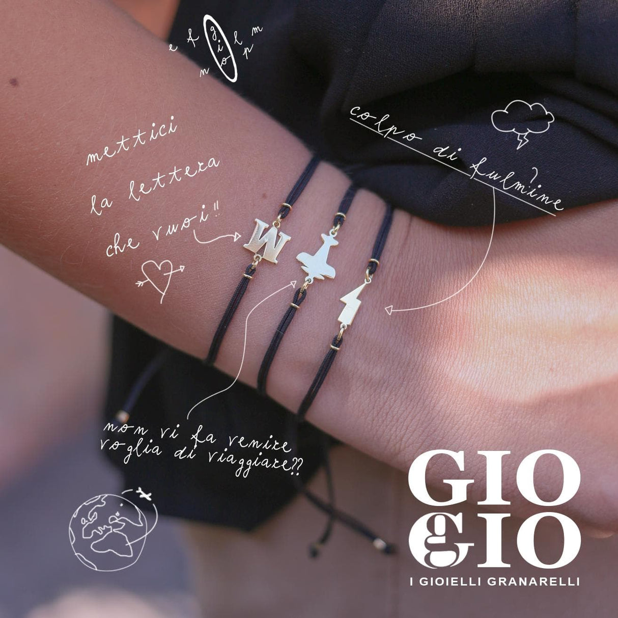 Bracciale aereoplanino su cordino-Bracciali-GioGio- [SKU] -Gioielleria Granarelli