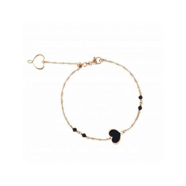 Bracciale con Cuore smalto nero-Bracciali-MAMAN ET SOPHIE- [SKU] -Gioielleria Granarelli