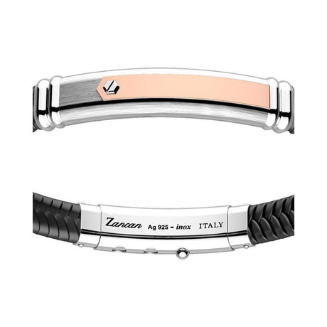 Bracciale con targa in argento e oro rosa-Bracciali-ZANCAN- [SKU] -Gioielleria Granarelli