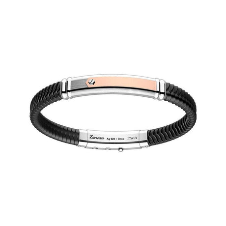 Bracciale con targa in argento e oro rosa-Bracciali-ZANCAN- [SKU] -Gioielleria Granarelli