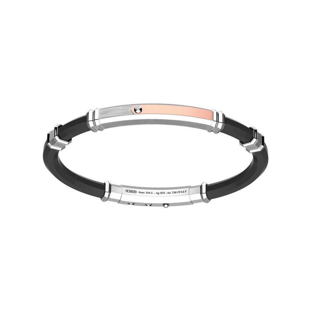 Bracciale con targa in argento e oro rosa-Bracciali-ZANCAN- [SKU] -Gioielleria Granarelli