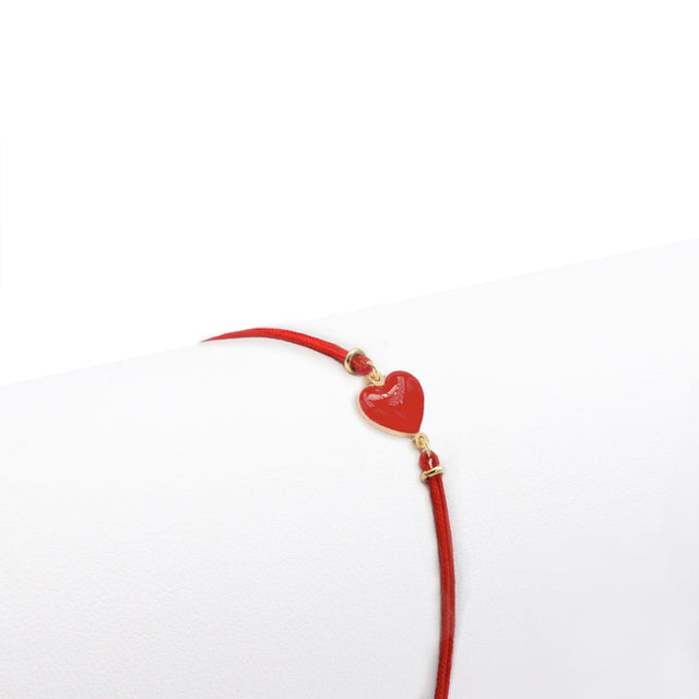 Bracciale cuore rosso su cordino-Bracciali-GioGio- [SKU] -Gioielleria Granarelli