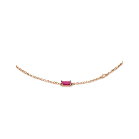 Bracciale in Oro Rosa con Rubino Baguette e Diamante-Bracciali-BUONOCORE- [SKU] -Gioielleria Granarelli