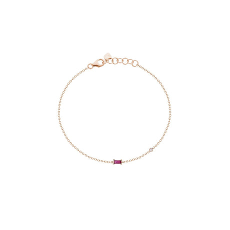 Bracciale in Oro Rosa con Rubino Baguette e Diamante-Bracciali-BUONOCORE- [SKU] -Gioielleria Granarelli