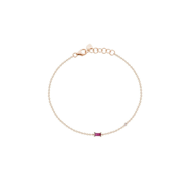 Bracciale in Oro Rosa con Rubino Baguette e Diamante-Bracciali-BUONOCORE- [SKU] -Gioielleria Granarelli