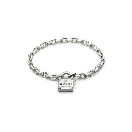 Bracciale Trademark Catena con Lucchetto in Argento-Bracciali-GUCCI-Gioielleria Granarelli