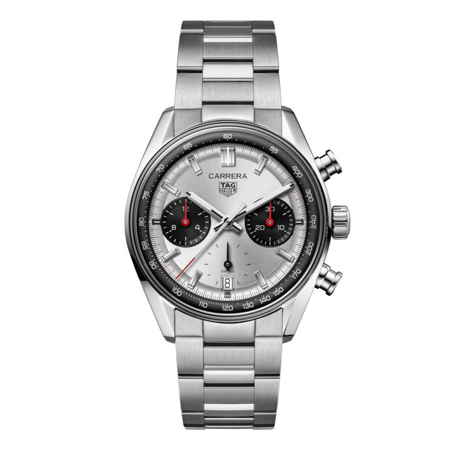 Carrera Chronografo Quadrante Panda39 mm-Orologi-TAG HEUER-Gioielleria Granarelli