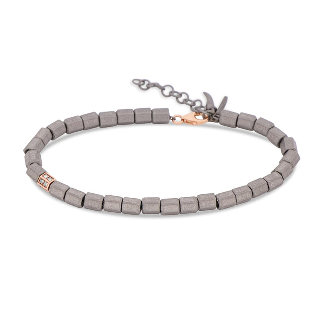 Bracciale Titanio Esagoni e Diamanti Brown-Bracciali-MANO-Gioielleria Granarelli