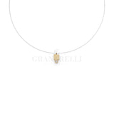 Invisible mini square necklace with diamond