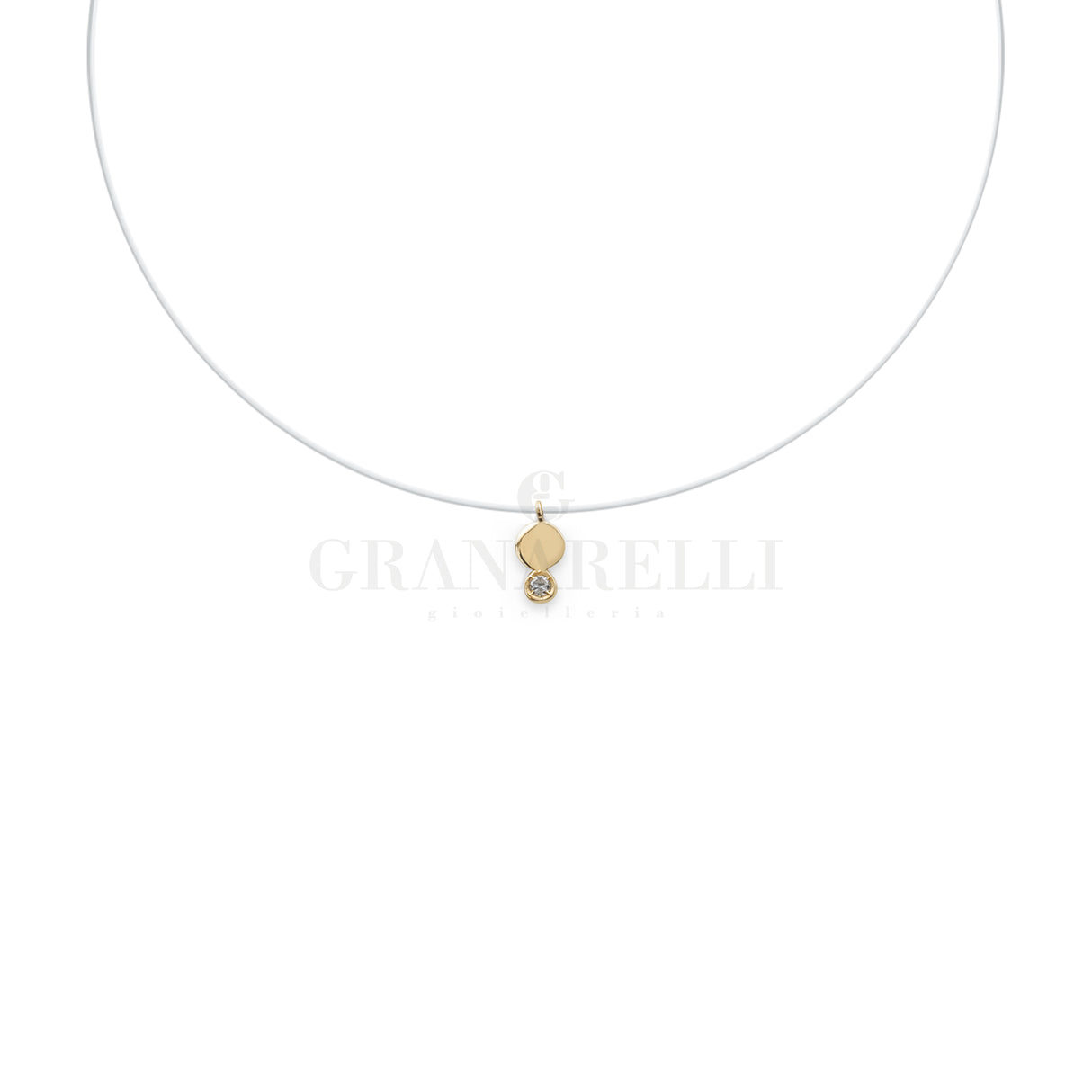 Invisible mini round necklace with diamond