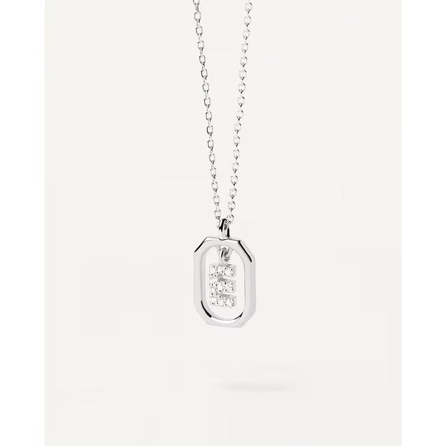 COLLANA CON LETTERA E MINI SILVER-PDPAOLA-CO02-516-U-Gioielleria Granarelli