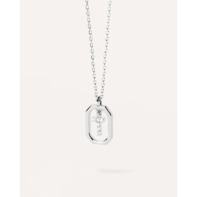 COLLANA CON LETTERA T MINI SILVER-PDPAOLA-CO02-531-U-Gioielleria Granarelli